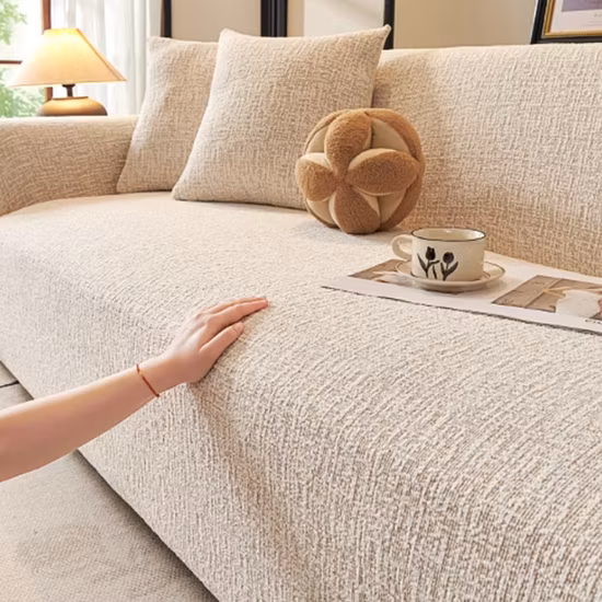 Moderner, einfacher, schlichter Chenille-Baumwoll-Leinen-Sofabezug mit Vorhangstoff