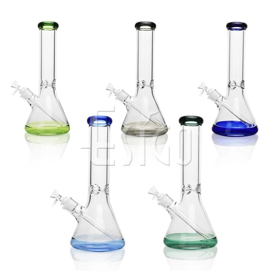 Esigo Glass Heißer Verkauf schwerer 12-Zoll-Becher für trockene Kräuter, 7 mm dicke Glas-Wasserpfeife, Glas-Rauchpfeife mit klarem Downstem und Glasschale